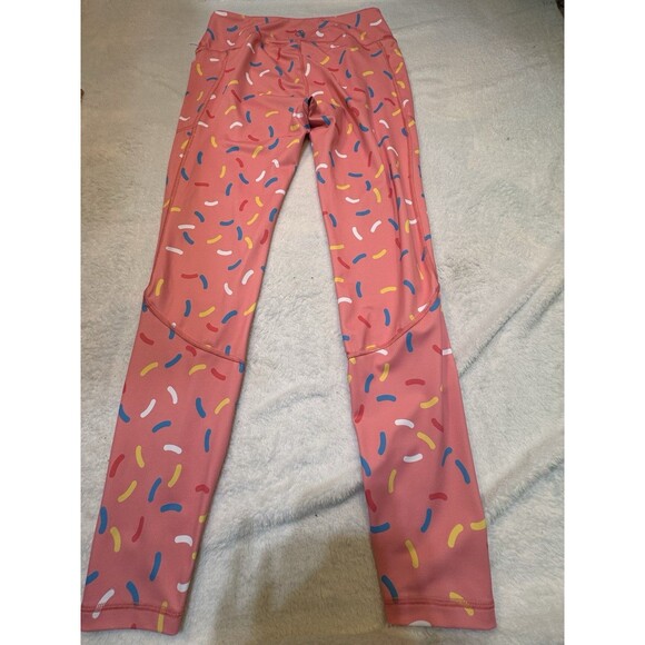 Feed Me Fight Me High Rise Pocket Leggings‎ Sz L Womens Pink Workout Pants F2 - Picture 7 of 11